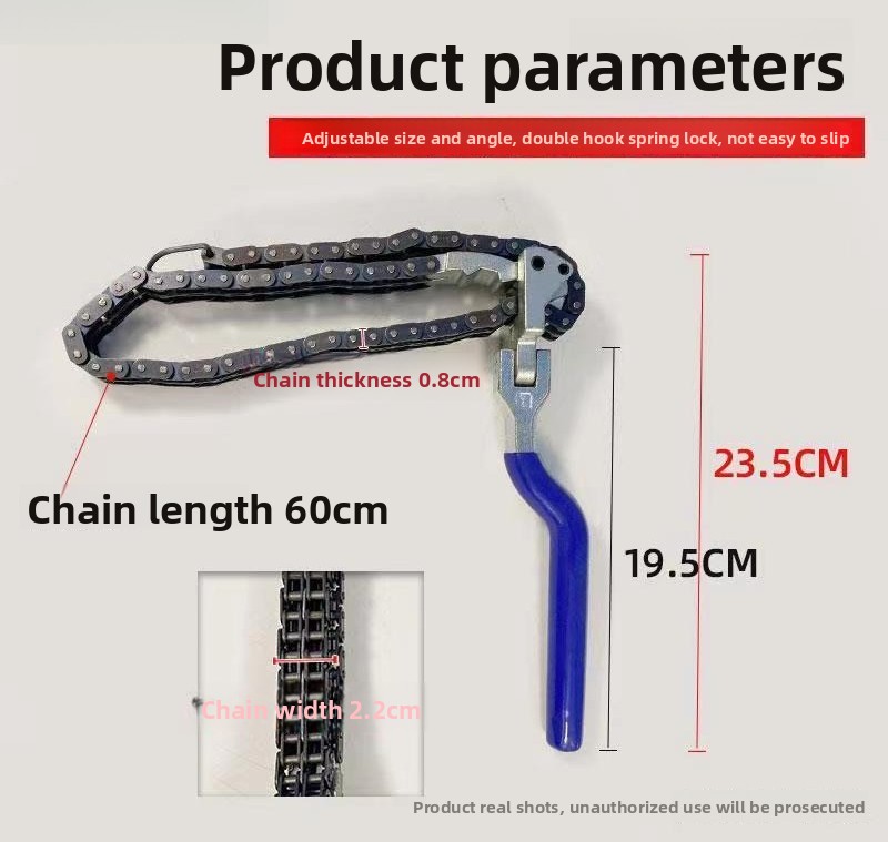 Oil Filter Wrench - New Reinforced Double Chain Removal Tool