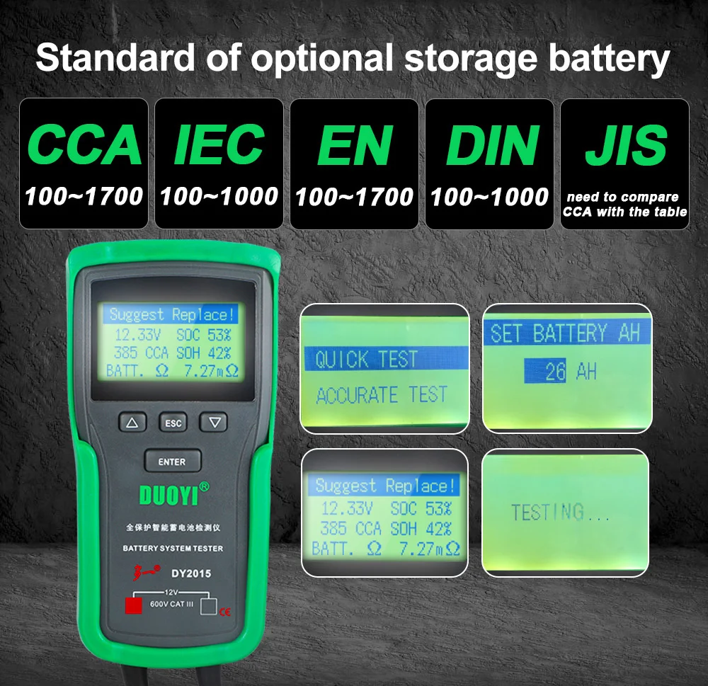 DUOYI DY2015 12V Car Battery T - огляд і ціна Battery Load Tester