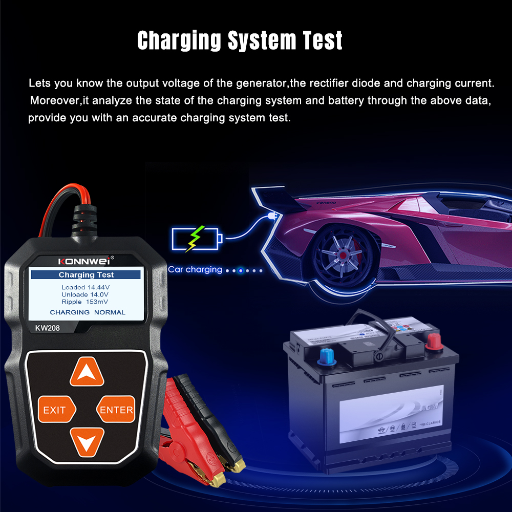 KONNWEI KW208 12V Car Battery  - огляд і ціна Battery Load Tester