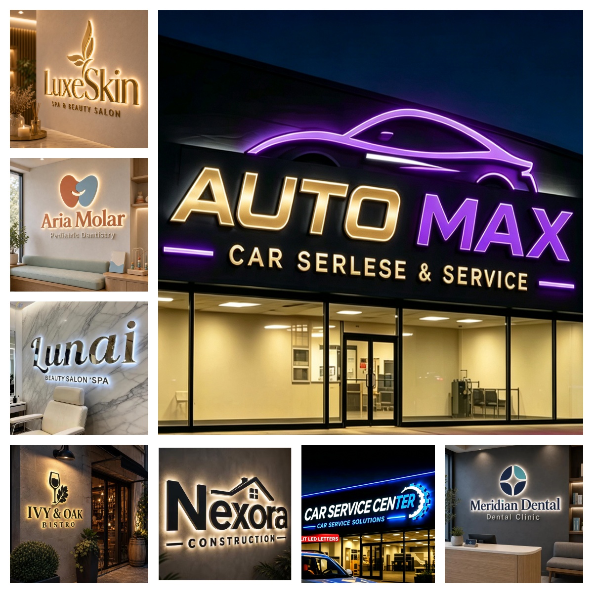 3D Custom LED Illuminated Lett - огляд і ціна Auto Repair Shop Logo Design